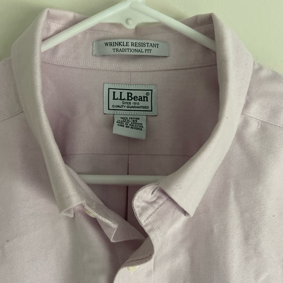 LL BEAN Wrinkle Free Traditional Fit Size 17.5-33 Light Purple - Picture 3 of 5